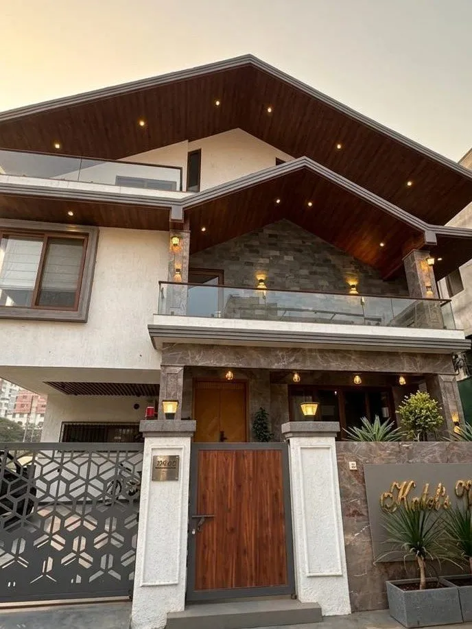 Stone Clad Bungalow Elevation Design in Pune