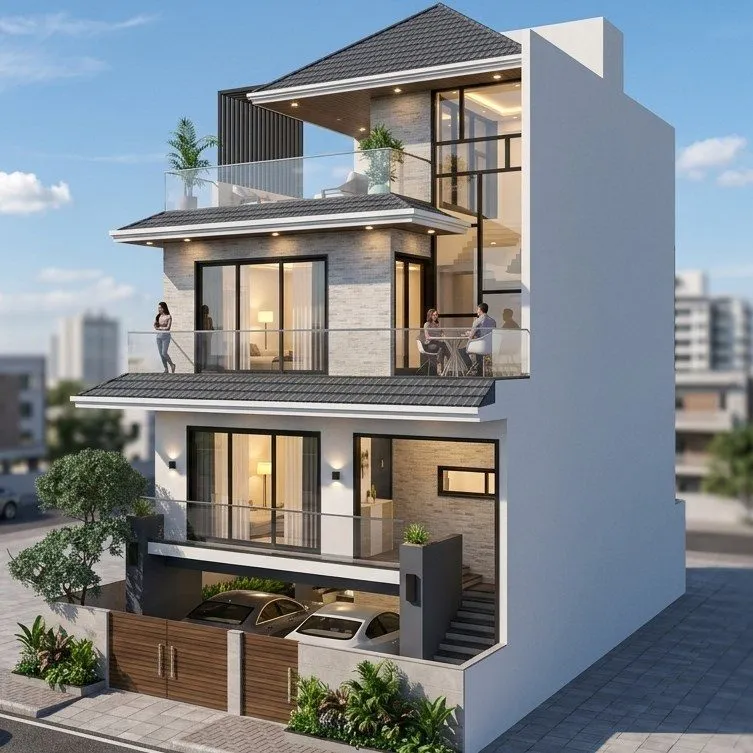 Contemporary Bungalow Architectural Design in Godrej Edan Estate Pune